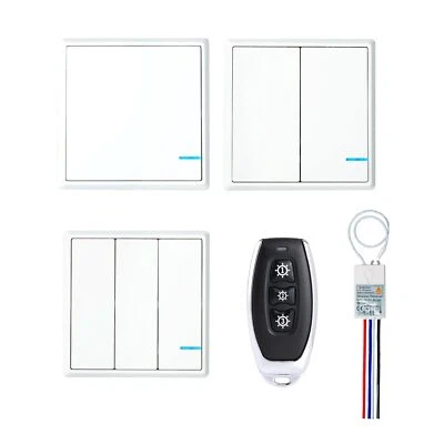 Smart Wireless Light Switch Kit Wall Remote Control On/Off No Wiring for Lamps - Image 1 of 4