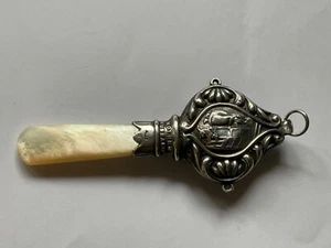 Sterling Silver and MOP Baby Teether and Rattle. - Picture 1 of 5