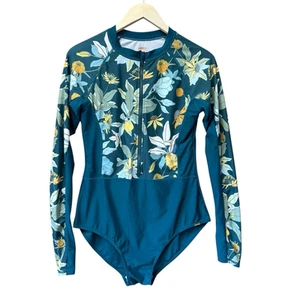Axesea Long Sleeve One Piece Swimsuit Women's Size 12 Floral - Picture 1 of 10