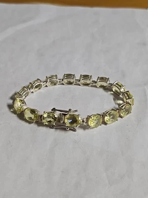 Brazalete tenis plata esterlina limón citrino 8"" largo 8 mm  Foto 1 de 4