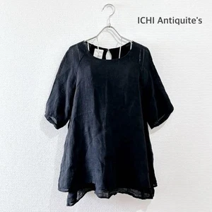 Suéter túnica ICHI Antigüedades 100 % lino en capas envío gratuito de Japón - Imagen 1 de 13