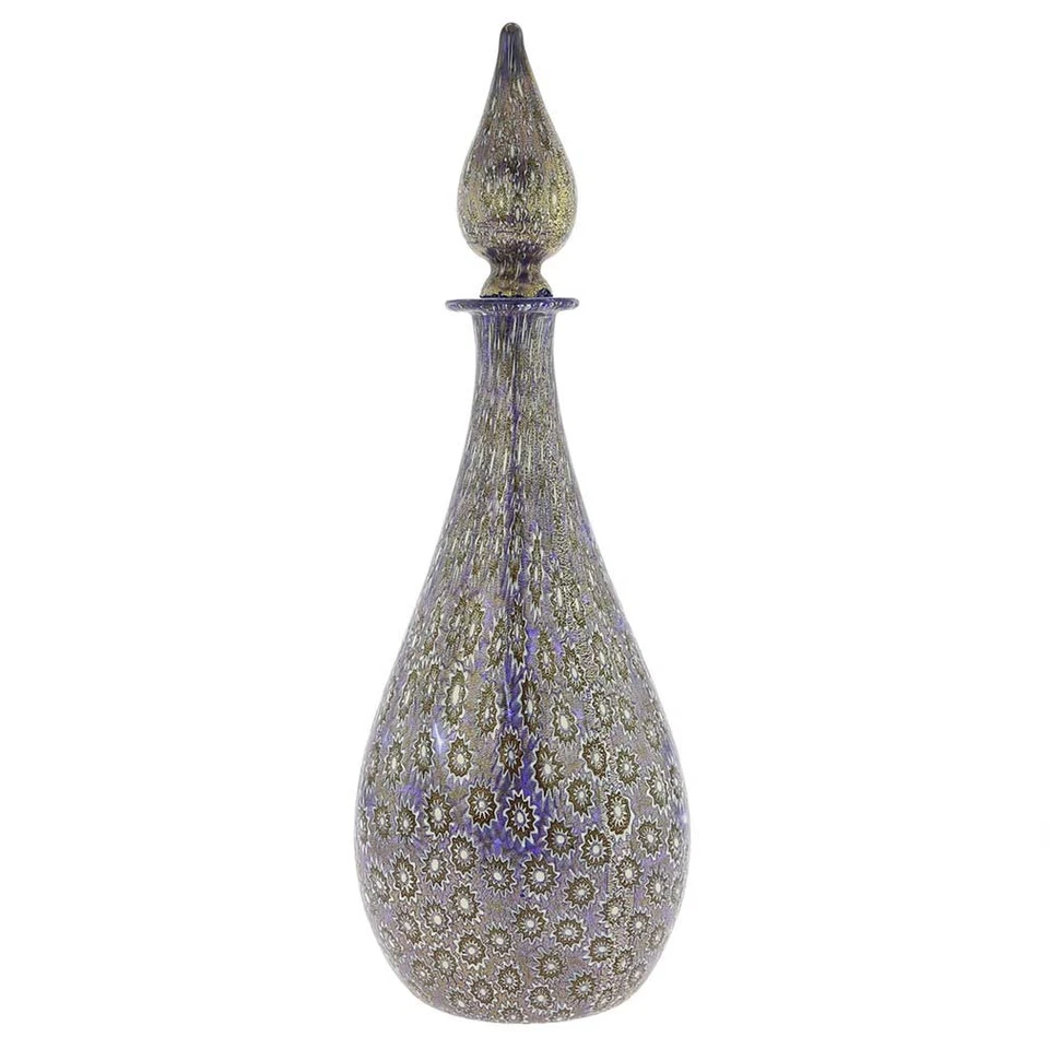 GlassOfVenice Murano Glass Millefiori Bottle Decanter - Blue - Image 1 of 4