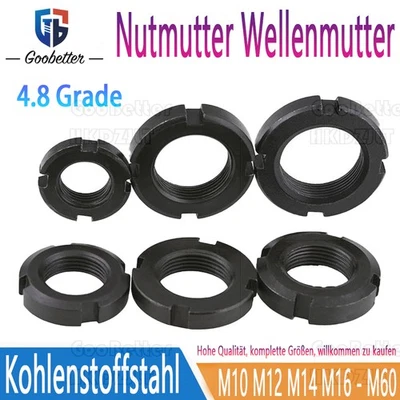 Nutmutter Wellenmutter Stoppmuttern Kontermutter Schwarz Rechts Gewinde M10 -M60 - Bild 1 von 4