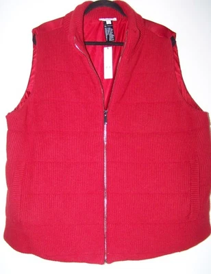 Chico’s Zenergy Luxe CB Mix Rib Knit Puffer Vest Women 4 US 20 Red Allure NEW - Image 1 of 4