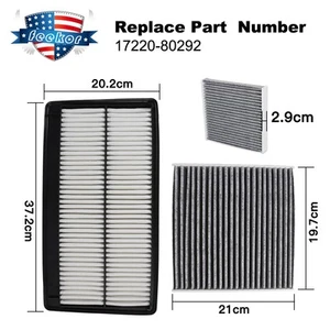 Engine & Carbon Cabin Air Filter Combo Set for Acura Mdx 2022-2024 3.5L V6 US - Picture 1 of 14