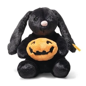 Steiff Halloween Hoppie Rabbit Pumpkin 16cm Plush EAN 081132 Black plush New - Picture 1 of 8