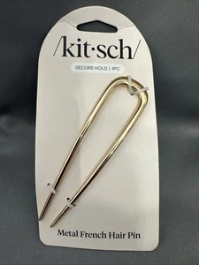 Kitsch Metal French Hair Pin Gold NWT - Picture 1 of 3