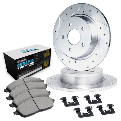 For Cadillac Catera 97-01 Drilled & Slotted Rear Brake Kit w Euro Ceramic Pads Foto 1 de 2
