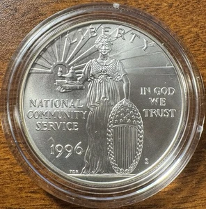 1996 US Mint National Community Service Silver Dollar BU Coin Set Box and COA - Picture 1 of 4