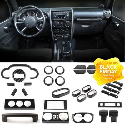 33pcs/set Interior Decoration Cover Trim Panel Kit For Jeep Wrangler JK 2007-10 - Image 1 of 4