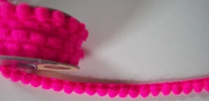2 Hot Pink 3/8 Mini Pom Fringe Nylon Sewing Trim  9 ft Reels H-3p - Picture 1 of 1
