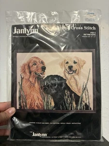 1987 Janlynn RETRIEVERS Counted Cross Stitch SEALED Kit #58-5 - 16" x 12" - Picture 1 of 3