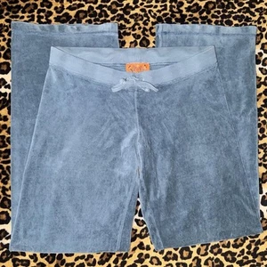 Juicy Couture Teal Velour Flare Low Rise Sweat Track Pants Blue Xs Y2K Vintage - Picture 1 of 7