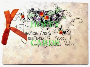 TARJETA DE FELICITACIÓN Art Deco vintage. ACCIÓN DE GRACIAS a mi PRECIOSA ESPOSA. Años 1920-30 - Imagen 1 de 4