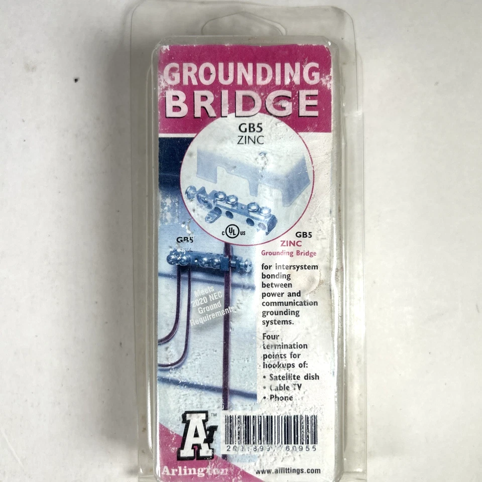 Arlington GB5 White Intersystem Zinc Grounding Bridge 4 Terminals New in Package - Image 1 of 4