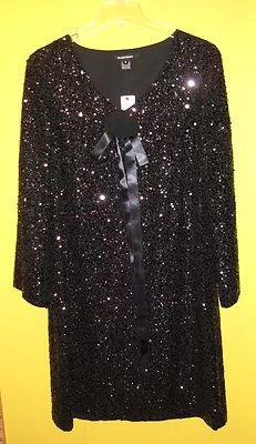 Ellen Tracy black silk sequin cocktail special occasion dress NWT 8 MRSP $595 - Image 1 of 3