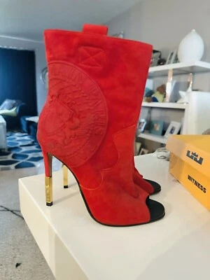 Botas Balmain Rojo Punta Abierta Talla 7 Foto 1 de 4