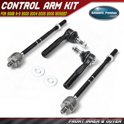 4Pcs Front Inner & Outer Tie Rod End for Saab 9-3 2003 2004 2005 2006 1603227 - Image 1 of 4