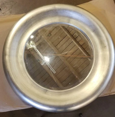 31 1/4" Round Framed Mirror - Modern Silver Leaf Finish Cover