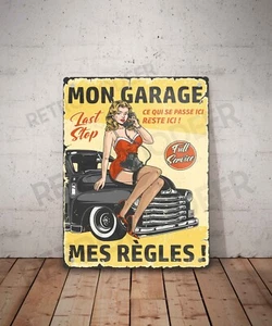 Plaque métal vintage citation Garage Pin Up Décoration Déco atelier Pick up - Picture 1 of 3