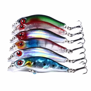6 PIEZAS/Paquete de cebo de baño 5 cm/2,7 g señuelo de pesca pececillo gancho aparejo cebo duro tambaleador - Imagen 1 de 12