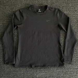 Womens Nike Pro Dri Fit Long Sleeve Shirt Crew Training Black L Thick Warm - Picture 1 of 9