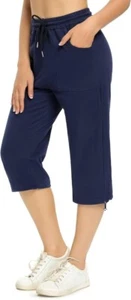 Womens Joggers Capri 3/4 Crop Trousers Casual Jogging Bottoms Cargo Pants - Picture 1 of 9