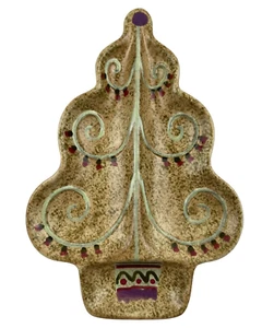 Pfaltzgraff Christmas Holiday Spice Olive Snack Tidbit Tray Candy Dish Tree New - Picture 1 of 9
