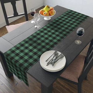 Green/Black Christmas Plaid - Table Runner (Cotton, Poly) - Picture 1 of 21