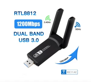 2.4G 5G 1200Mbps Usb Wireless Network Card Dongle Antenna AP Wifi Adapter Dual - Picture 1 of 1
