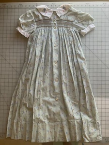 Girls Smocked hand embroidered Dress Long 14 inch across front - Picture 1 of 4