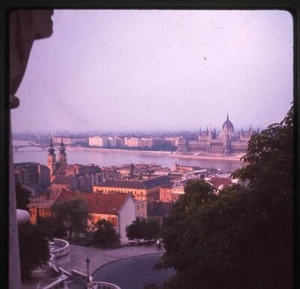 1964 Budapest Hungary Ektachrome Kodak Slide Transparency Color Bird's Eye View - Picture 1 of 4