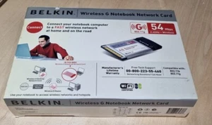 Belkin Wireless G Notebook Karta sieciowa w pudełku z instrukcją obsługi i instalacją na płycie CD. - Zdjęcie 1 z 4