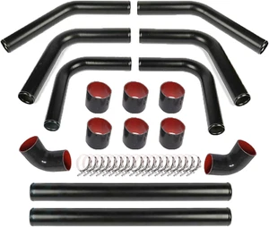 8Pcs Universal Aluminum Intercooler Piping U-Pipe Black Kit with T-Bolt Clamps a - Picture 1 of 7