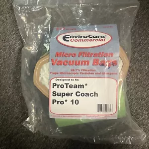 EnviroCare Commercial Micro Filter Bags 10ct fits ProTeam Super Coach Pro 10 - Picture 1 of 3