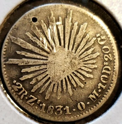 1831 Z Mexico 2 Silver Reales KM#:374.12 O.M.10Ds20Gs - Minted at Zacatecas - Image 1 of 4