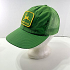 Vintage John Deere Hat Cap Snap Back Green Mesh Patch Made USA One Size