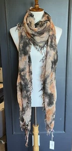 Neu authentisch Chan Luu Batik Druck Kaschmir Seide Schal Farbe: schwarz/orange - Bild 1 von 5