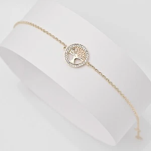Tree of Life Charm Bracelet in 14k gold/ Family Tree Bracelet/ Mom Birthday Gift - Picture 1 of 5