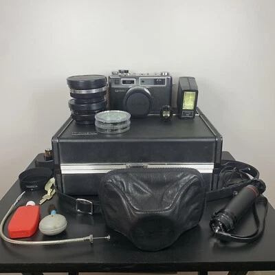 Yashica ELECTRO 35 GS Camera 45mm f/1.7 Case Tripod Flash Finder Lens Lot - NM! - Image 1 of 4