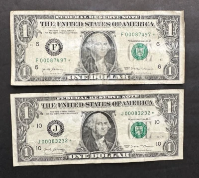 fancy serial number star note leading zeros three of a kind lot pair - Image 1 of 4