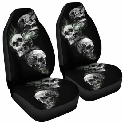 1 Par Cojín Funda Estampado Calavera 3D Asiento Delantero Coche SUV Para Accesorios Interiores Foto 1 de 4