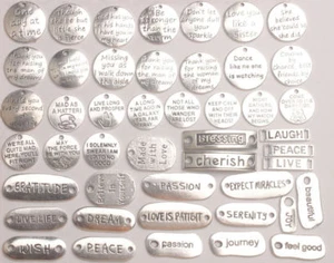 45PCS/Lots Mixed Lots Metal Inspirational Word Charms Connectors Link - Picture 1 of 3