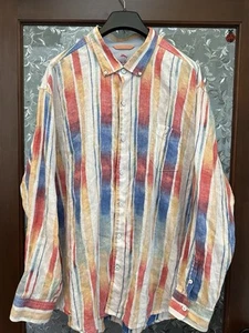 Tommy Bahama Sunset Stripe Breezer Long Sleeve Linen Shirt Beach Wedding 3XL - Picture 1 of 17