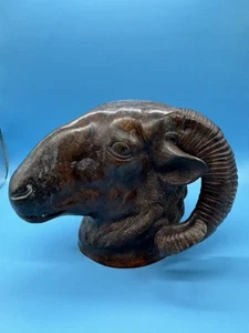 20th Century Bronze Rams Head Sculpture 6”x8”x6” 5 Lbs - Bild 1 von 4