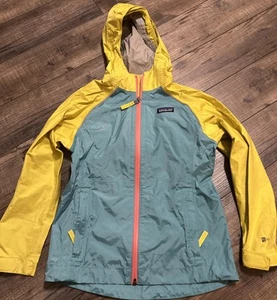 Patagonia Torrentshell Rain Jacket Girls S 7-8 Waterproof H2No Hooded Yellow - Picture 1 of 10