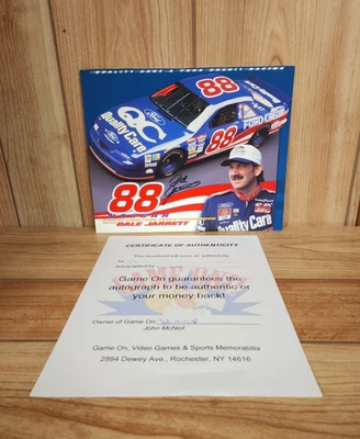 Dale Jarrett #88 Ford Quality Care Signed NASCAR Hero Card 9x11 Autograph Photo - Image 1 of 4