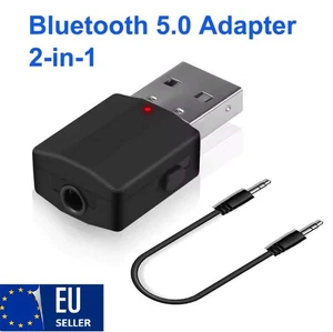 2-in-1 Bluetooth Adapter Transmitter and Receiver USB to 3.5mm AUX Audio + Cable - Picture 1 of 4