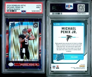 2024 Panini Donruss Optic Michael Penix Jr 279 Purple Shock Psa 9 Holo Rookie Rc - Imagen 1 de 3