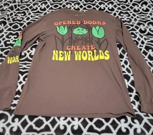 Pacsun New World Long Sleeve T-Shirt Mens Brown Size Medium M Opened Doors world - Picture 1 of 4